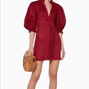 Haute Rogue Puff Sleeved Red Dress